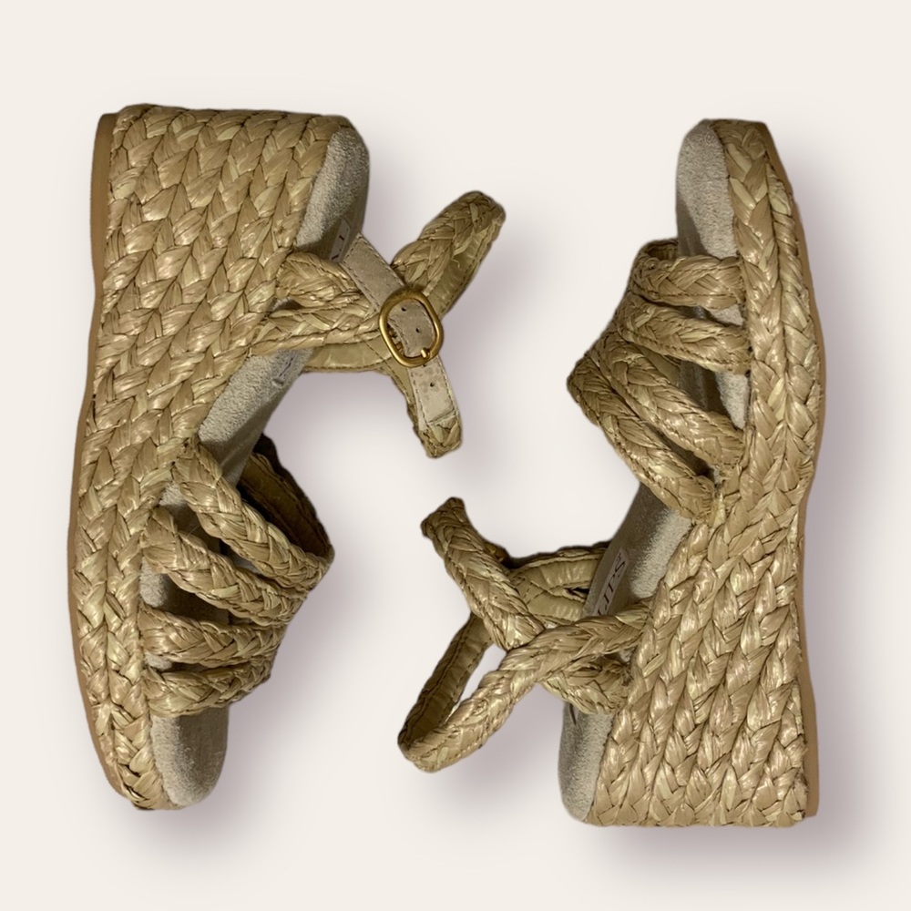 Raffia platform wedge sandals